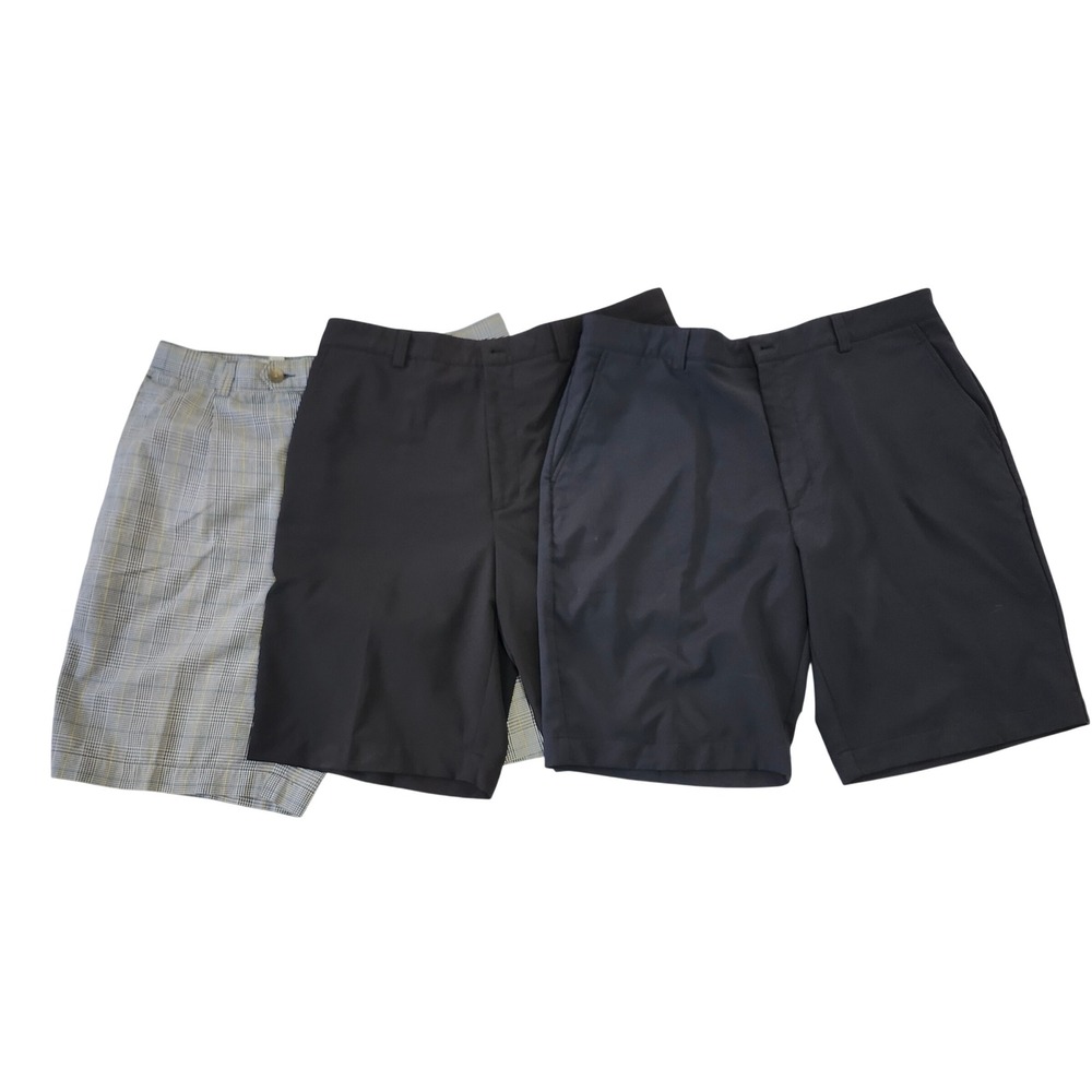 Lot of 3 Cutter & Buck Mens Casual Golf Shorts Navy Blue Black Plaid  Size 36
